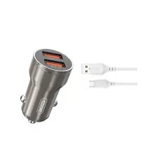 Зарядний пристрій XO CC48 2.4A/2 USB + microUSB Grey (XO-CC48m-GR)