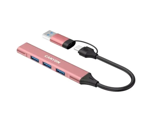 Концентратор Canyon hub DS-02 4in1 USB-A/C Pink (CNS-TDS02P)