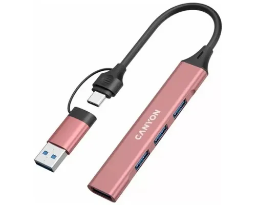 Концентратор Canyon hub DS-02 4in1 USB-A/C Pink (CNS-TDS02P)