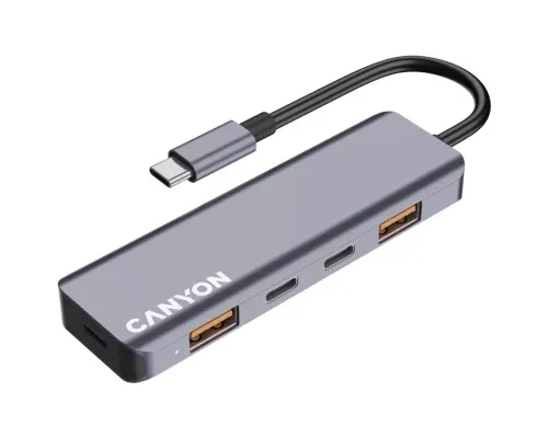 Концентратор Canyon hub DS-18 5in1 USB-C Grey (CNS-TDS18)
