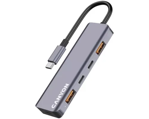 Концентратор Canyon hub DS-18 5in1 USB-C Grey (CNS-TDS18)