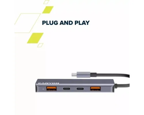 Концентратор Canyon hub DS-18 5in1 USB-C Grey (CNS-TDS18)