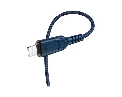 Дата кабель USB 2.0 AM to Lightning 1.0m 2.4A nylon X59 blue HOCO (6931474744883)