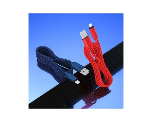 Дата кабель USB 2.0 AM to Lightning 1.0m 2.4A nylon X59 blue HOCO (6931474744883)