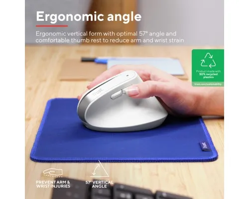 Мишка Trust Bayo+ Ergonomic Wireless/Bluetooth White (25399)