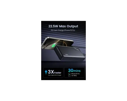 Батарея універсальна Ugreen 20000mAh 22,5W PD, 2хUSB-A, 2xUSB-C Black (PB312) (25683)