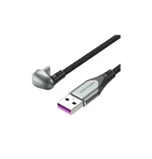 Дата кабель USB 2.0 AM to USB-C 1.5m 66W 180° U-Shaped aluminum alloy Vention (COHHG)