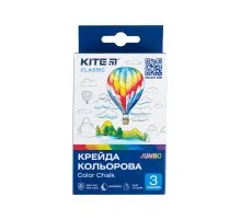Крейда Kite кольорова Jumbo Classic, 3 кольори (K-077)