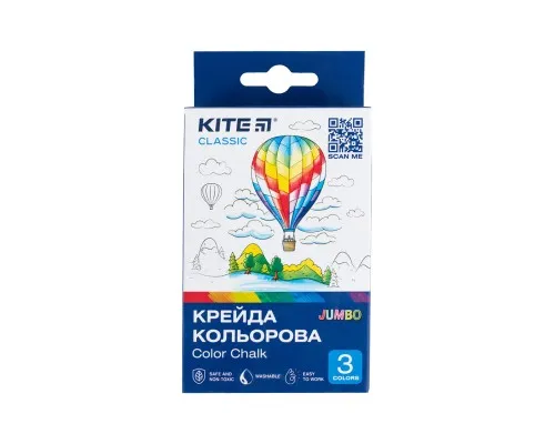 Крейда Kite кольорова Jumbo Classic, 3 кольори (K-077)