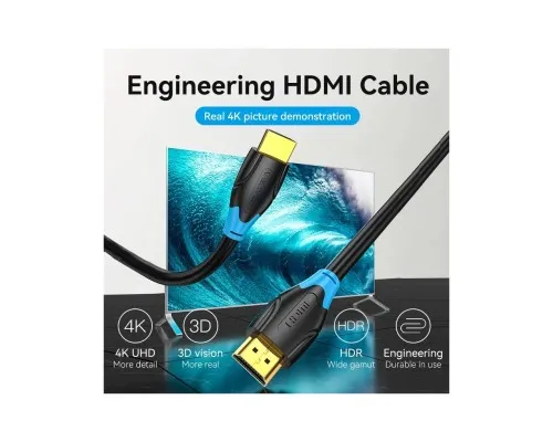 Кабель мультимедійний HDMI M to HDMI M 2.0m black Vention (AAGBH)