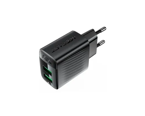 Зарядний пристрій Acefast 2xUSB 12W A86 black (6974316283270)
