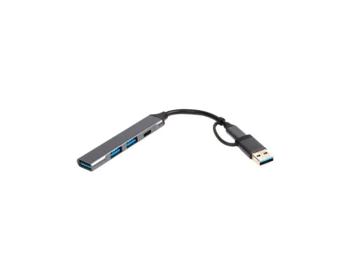 Концентратор Dynamode USB Type-C + USB-A to 1хUSB-C 3.0 1хUSB-A 3.0 2xUSB-A 2.0 dark grey (DM-UH-314AC)