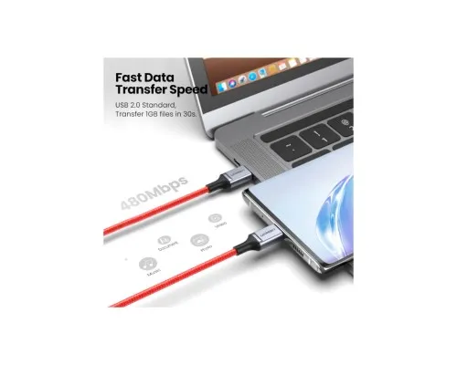 Дата кабель USB 2.0 AM to USB-C 1.0m US294 red Ugreen (60186)
