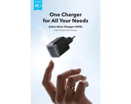 Зарядний пристрій Anker USB-C 45W Nano Charger black (A2692L11)