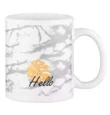 Чашка Ardesto Hello, 330мл, кераміка, біло-сірий (AR3048WG)