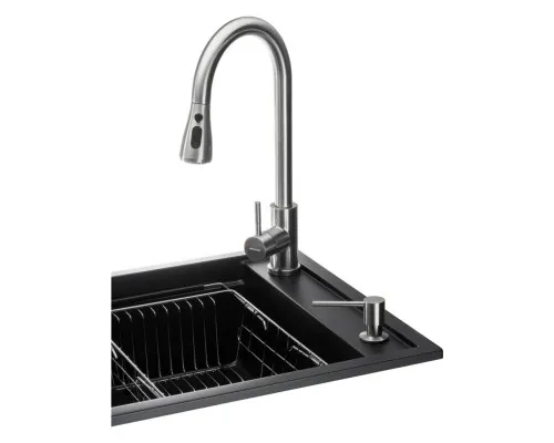 Мийка кухонна GRANADO Basic Artes black shine (+ змішувач Campo LUX inox + дозатор Redondo inox + коши (ksg1101)