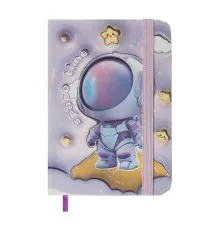 Книга записна ZiBi ASTRONAUT A7 в клітинку тверда обкладинка на гумці 80 аркушів, фіолетова (ZB.117104)