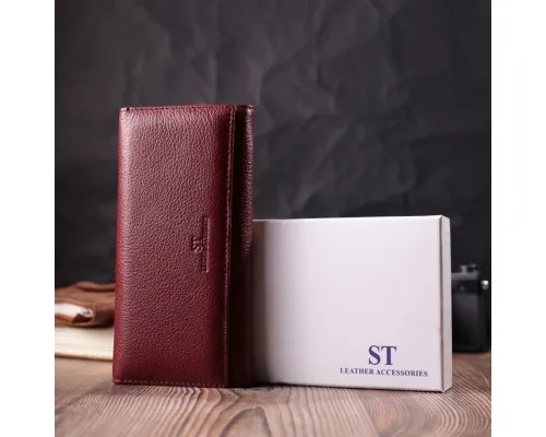 Гаманець ST Leather З натуральної шкіри Бордовий (22522)