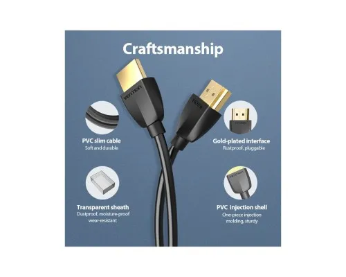Кабель мультимедійний HDMI M to HDMI M 1.0m black Vention (AAIBF)