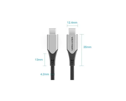 Дата кабель USB-C to USB-C 0.5m 60W USB 3.1 cotton braided Vention (TAAHD)