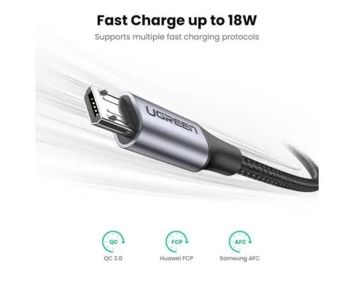 Дата кабель USB 2.0 AM to Micro 5P 2.0m US290 Aluminum Braid Black Ugreen (60148)