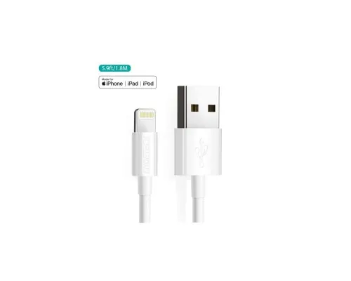 Дата кабель USB 2.0 AM to Lightning 1.8m 2.1A MFI White Choetech (IP0027-WH)