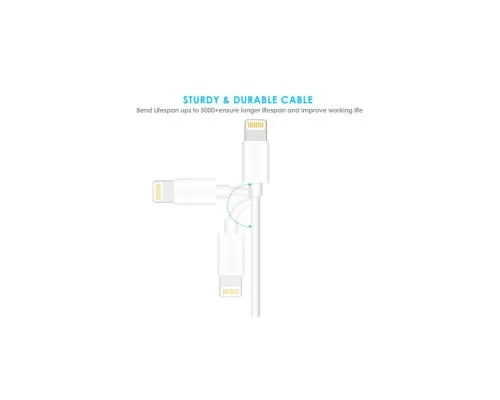 Дата кабель USB 2.0 AM to Lightning 1.8m 2.1A MFI White Choetech (IP0027-WH)