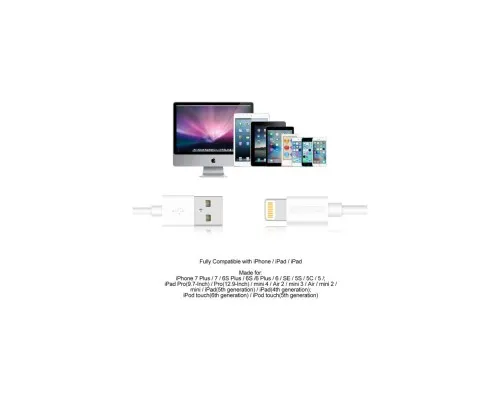 Дата кабель USB 2.0 AM to Lightning 1.8m 2.1A MFI White Choetech (IP0027-WH)