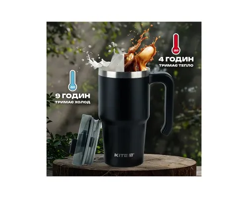 Термокружка Kite з ручкою 600 мл чорна (K24-1207-1)