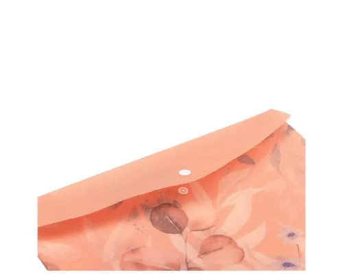 Папка - конверт Buromax А4 на кнопці, PEACH ARABESKI, напівпрозора, персикова (BM.3943-46)