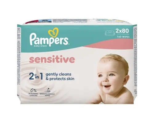 Дитячі вологі серветки Pampers Sensitive 3 x 80 шт (240 шт) (8006530134521)