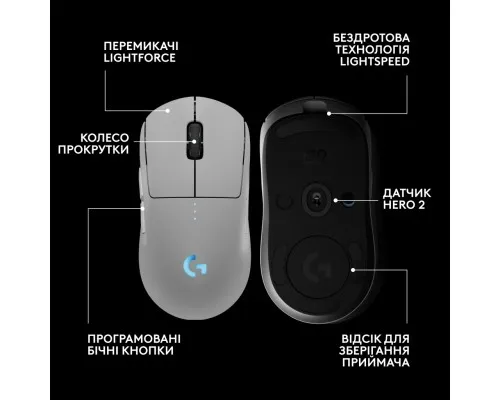 Мишка Logitech G Pro 2 Lightspeed Wireless White (910-007302)