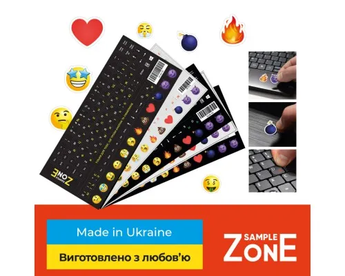 Наклейка на клавіатуру SampleZone непрозора чорна, біло-жовта (SZ-BK-YS)