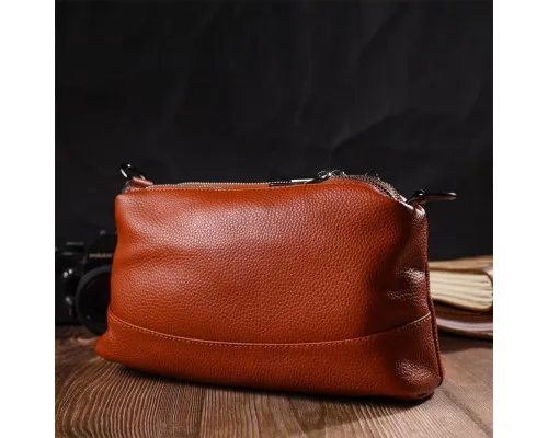 Сумка Vintage На три відділення з натуральної шкіри Руда (22138)