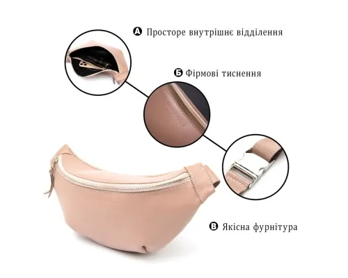 Сумка Grande Pelle Шкіряна поясна Рожева (11359)