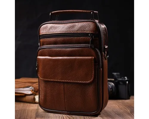 Сумка Vintage Чоловіча з натуральної шкіри Світло-коричнева (21954)
