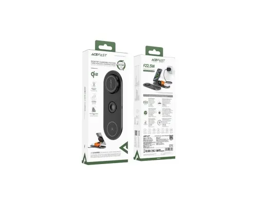 Зарядний пристрій Acefast Wireless QI 3in1 15W E19 Qi2 (6974316283096)