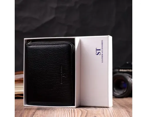 Гаманець ST Leather З натуральної шкіри Чорний (22449)