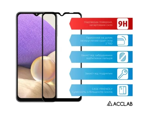Скло захисне ACCLAB Full Glue Samsung A32 Black (1283126510533)