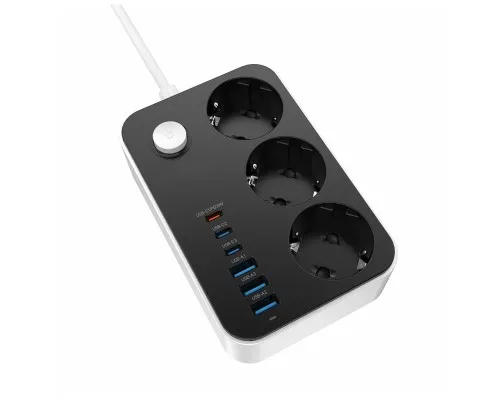 Мережевий фільтр живлення ColorWay CW-CHE36PDB, 3 розетки/ 3USB + 3TYPE-C 2M (CW-CHE36PDB)