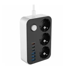 Мережевий фільтр живлення ColorWay CW-CHE36PDB, 3 розетки/ 3USB + 3TYPE-C 2M (CW-CHE36PDB)