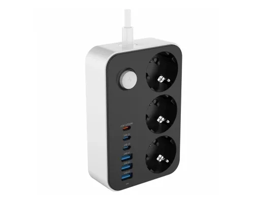 Мережевий фільтр живлення ColorWay CW-CHE36PDB, 3 розетки/ 3USB + 3TYPE-C 2M (CW-CHE36PDB)