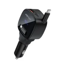 Зарядний пристрій Acefast 1xUSB-C PD95W + telescopic cable USB-C black (6974316285946)