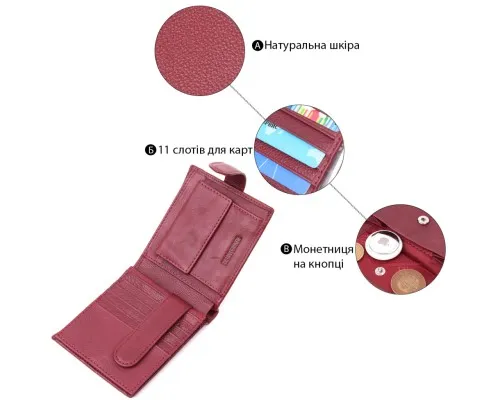 Гаманець ST Leather З натуральної шкіри Бордовий (22554)