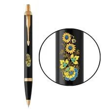 Ручка кулькова Parker IM 17 UKRAINE Black GT BP Квіти (22032_T1050u)