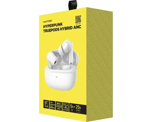Навушники Hator Truepods Hybrid ANC White (HTA432)