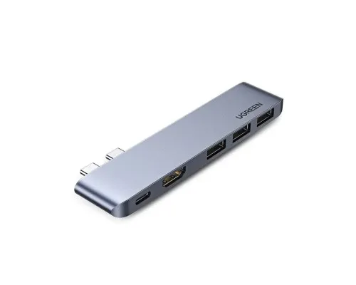 Концентратор Ugreen 2xUSB-C to 3xUSB 3.0 + HDMI + USB-C CM251 gray (60559)