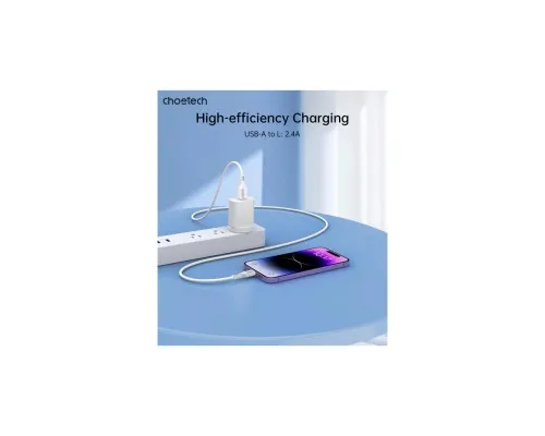 Дата кабель USB 2.0 AM to Lightning 1.0m 2.4A white Choetech (XAL-0003-WH-V2)