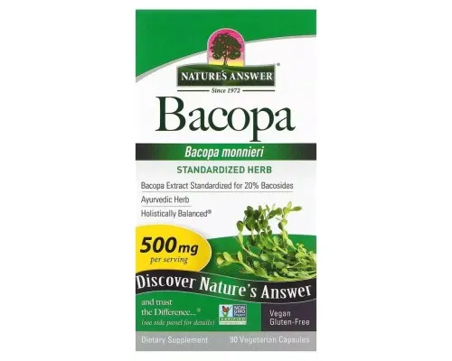 Трави Nature's Answer Бакопа, 500 мг, Bacopa, 90 вегетаріанських капсул (NTA-16360)