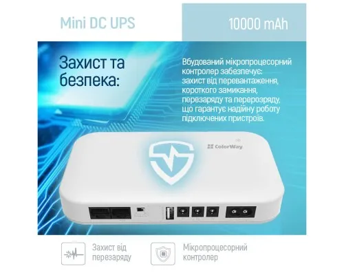 Пристрій безперебійного живлення ColorWay CW-PB100LI3WT 10000mAh 21W (CW-PB100LI3WT)